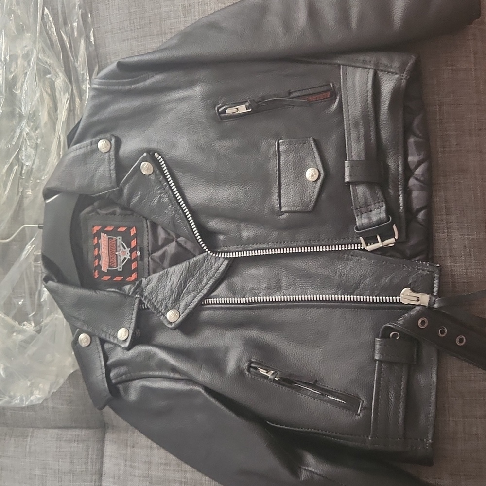 Black leather kids jacket